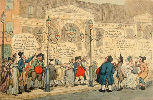 A Peep of the Gaslights at Pall Mall by Rowlandson