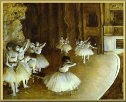 Ballet Rehearsal on Stage by Degas